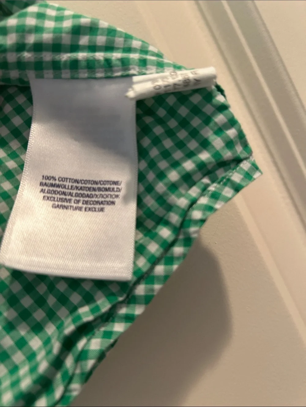 Ralph Lauren Green Gingham Button-Down Shirt long sleeve embroider logo size 3T